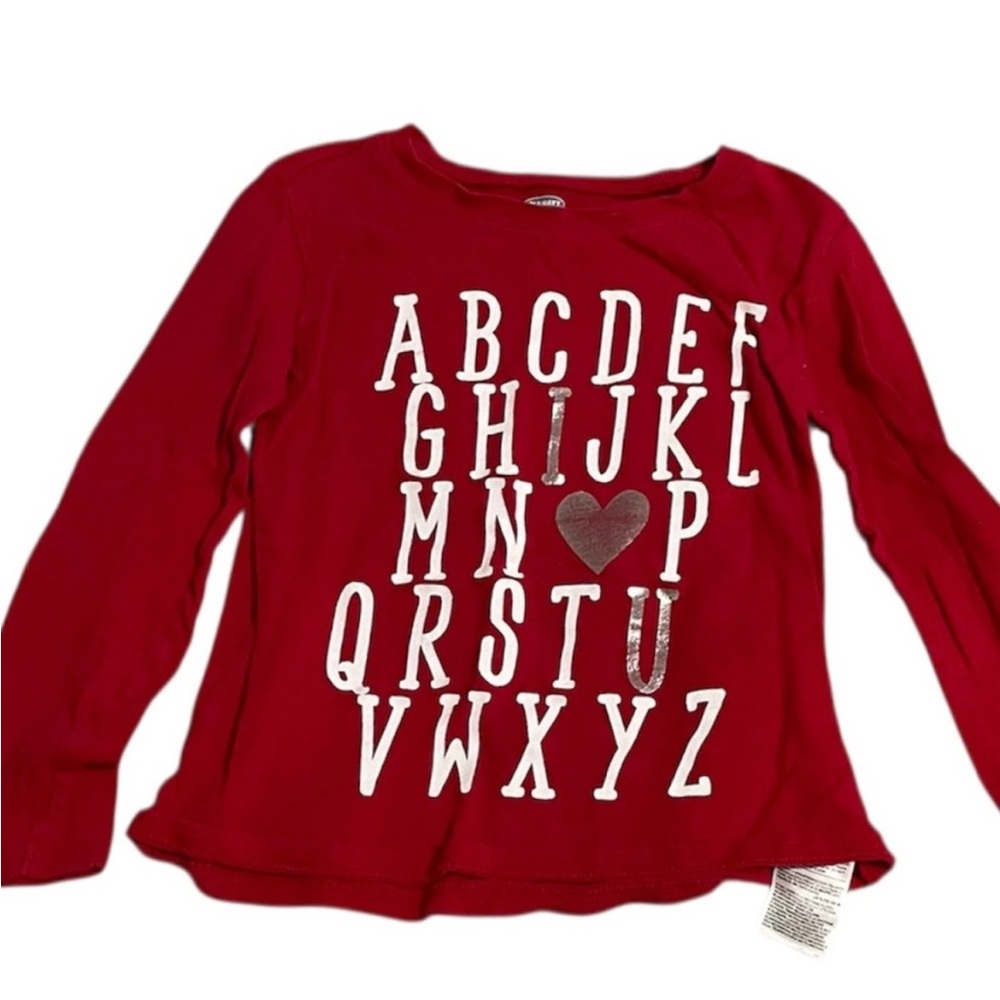 🎁FREE WITH PURCHASE🎁Old Navy Red Alphabet Kids Shirt 5T